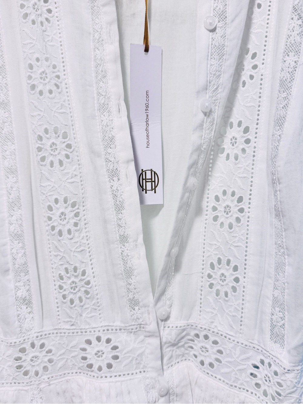 House of Harlow 1960 White Eyelit Embroidered Lace Midi Dress - Picture 4 of 9